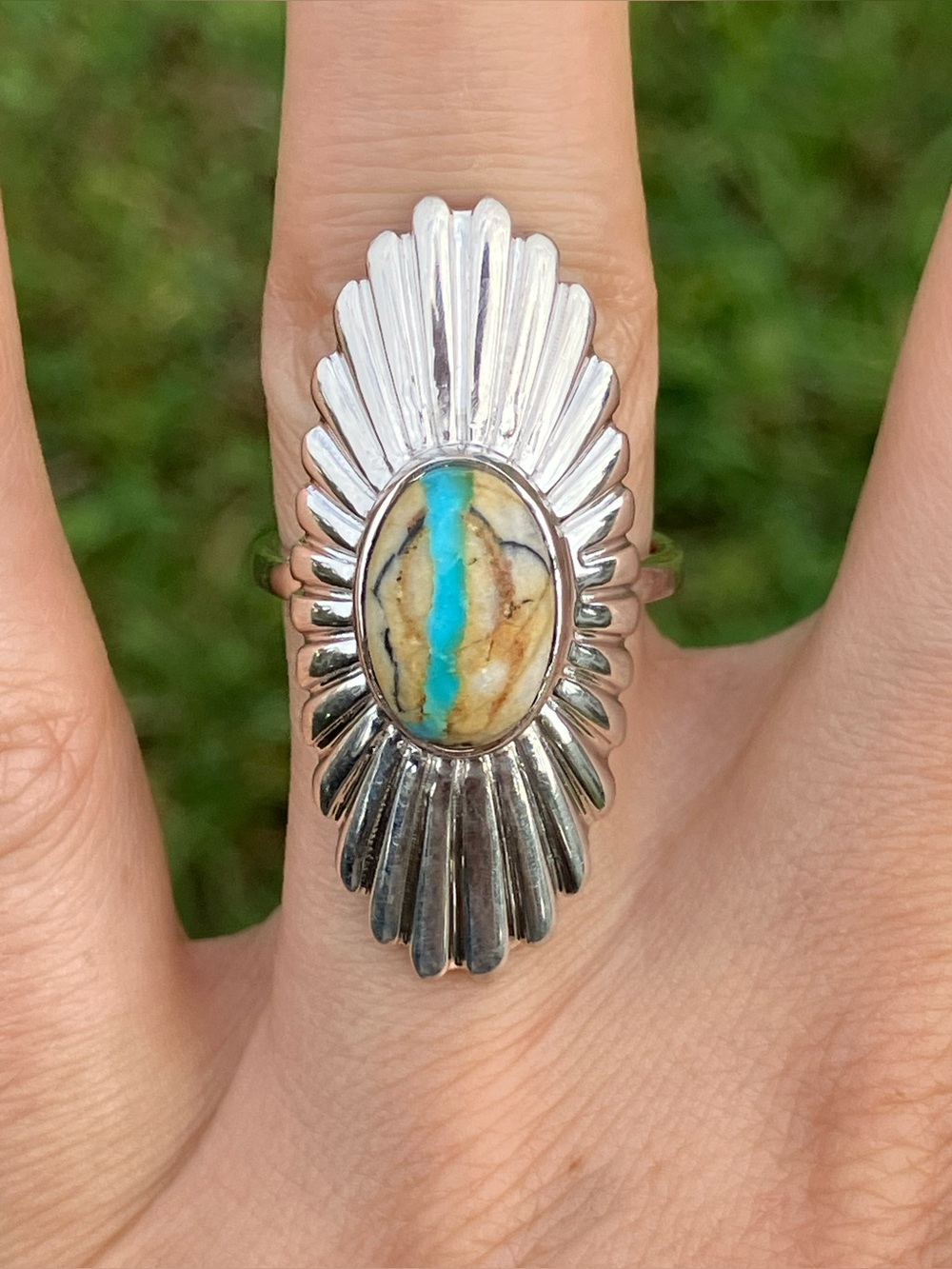 Ribbon Turquoise Sterling Silver Ring Size 7